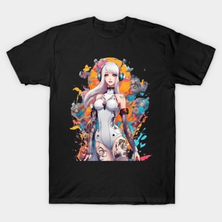 Ethereal Shadows Enigmatic Emo Goth Anime Girl T-Shirt